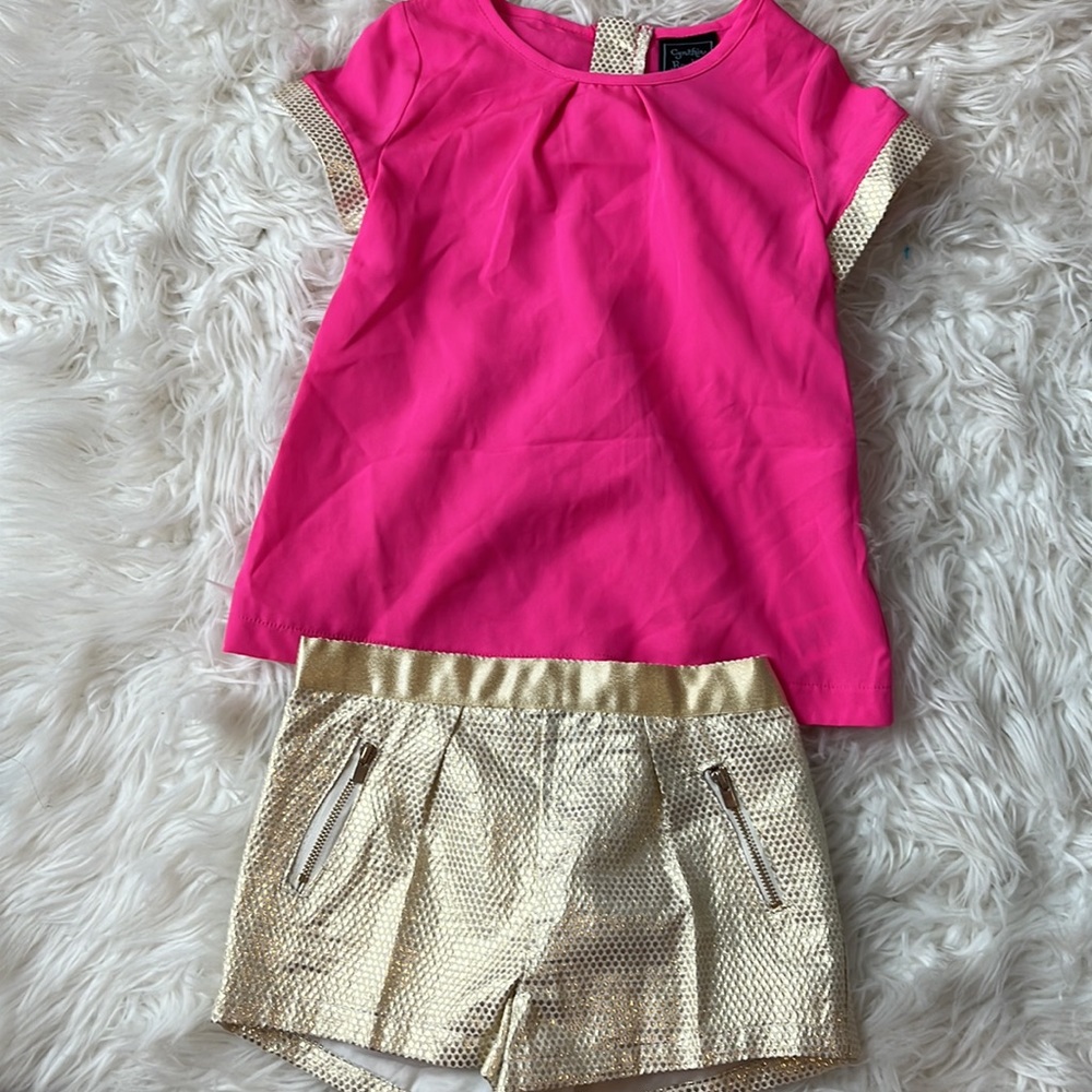 Kids metallic gold shirt & shorts - Picture 1 of 9